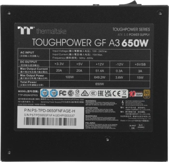 Блок питания Thermaltake ATX 650W Toughpower GF A3 Gen.5