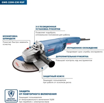Углошлифовальная машина Bosch GWS 2200-230 RSP