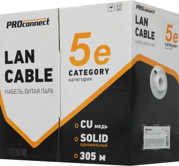 Кабель информационный PROconnect 01-0027 кат.5E FTP 2 пары 24AWG PVC внутренний 305м серый