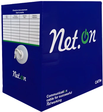 Кабель сетевой информационный NetOn 01-0302 кат.5E UTP 4 пары 24AWG PVC внутренний 305м серый