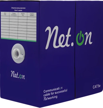 Кабель сетевой информационный NetOn 01-0301 кат.5E UTP 4 пары 24AWG PE внешний 305м черный