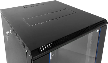 Шкаф коммутационный ЦМО (ШРН-Э-18.350-9005) настенный 18U 600x350мм пер.дв.стекл 85кг черный 300мм 22.14кг 180град. 878мм IP20 сталь