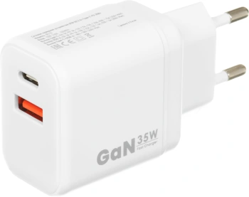 Сетевое зар./устр. BoraSCO 35W 3A (PD+QC) USB/USB Type-C универсальное белый (52388)