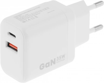 Сетевое зар./устр. BoraSCO 35W 3A (PD+QC) USB/USB Type-C универсальное белый (52387)