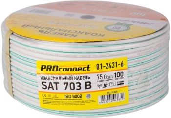 Кабель коаксиальный PROconnect 01-2431-6 SAT 703 FTP 75Om PVC внутренний 100м белый