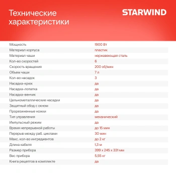 Миксер планетарный Starwind SPM8183