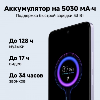 Смартфон Xiaomi Poco M6 256Gb 8Gb фиолетовый моноблок 3G 4G 2Sim 6.79