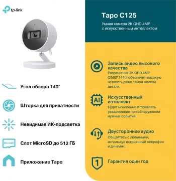 Камера видеонаблюдения IP TP-Link  Tapo C125