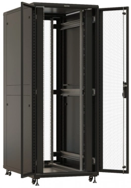 Шкаф коммутационный Hyperline (TTBR-4288-DD-RAL9004) напольный 42U 800x800мм пер.дв.перфор. задн.дв.перфор. 2 бок.пан. 1000кг черный 710мм 123.38кг 2055мм IP20 сталь