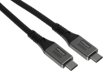 Кабель Premier 100W/4K 60HZ/20GBS USB Type-C (m)-USB Type-C (m) 1м черный