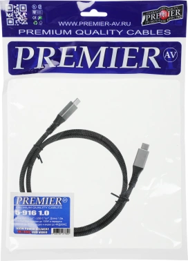 Кабель Premier 100W/4K 60HZ/20GBS USB Type-C (m)-USB Type-C (m) 1м черный