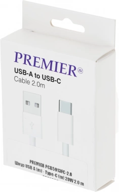Кабель Premier 20W2M/A-C USB (m)-USB Type-C (m) 2м белый