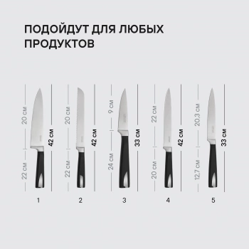 Набор ножей кухон. Rondell Cascara RD-1852