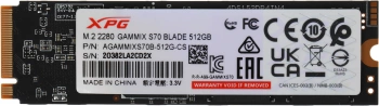 Накопитель SSD A-Data PCIe 4.0 x4 512GB AGAMMIXS70B-512G-CS