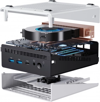 ПК Мини Chuwi UBox Ryzen 5 6600H (3.3) 16Gb SSD512Gb 660M Windows 11 Pro 2x2.5GbitEth WiFi BT 90W белый/черный