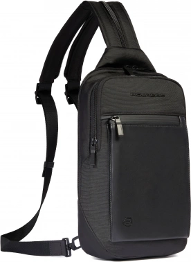 Рюкзак слинг мужской Piquadro Orion CA6625S136/N черный ткань/натур.кожа