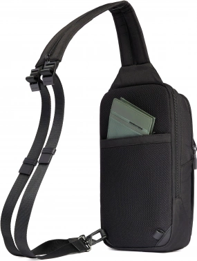 Рюкзак слинг мужской Piquadro Orion CA6625S136/N черный ткань/натур.кожа