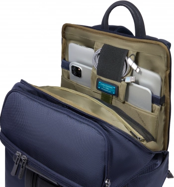Рюкзак Piquadro Brief2 CA6648BR2/BLU темно-синий нейлон/натур.кожа