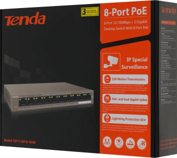 Коммутатор Tenda  TEF1110P-8-102W