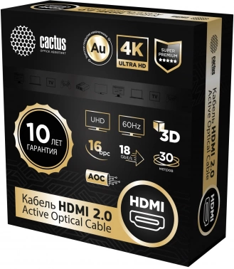 Кабель аудио-видео Cactus CS-HDMI-AOC-2-30
