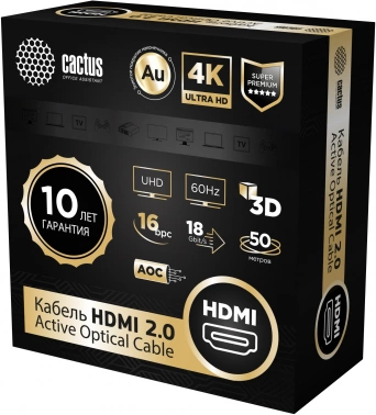 Кабель аудио-видео Cactus CS-HDMI-AOC-2-50