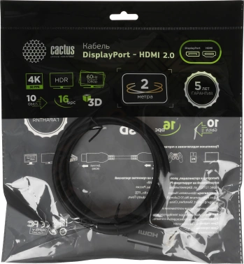 Кабель аудио-видео Cactus CS-DP-HDMI-1.2-2