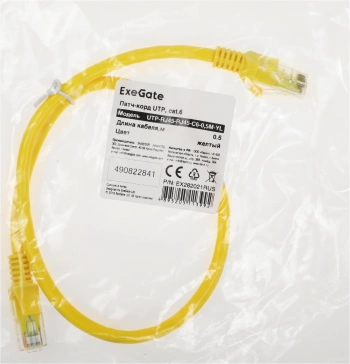 Патч-корд Exegate UTP-RJ45-RJ45-C6-0,5M-YL