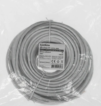 Патч-корд Exegate UTP-RJ45-RJ45-5e-CU-30M-GY