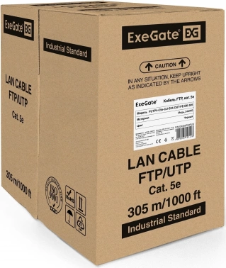 Кабель сетевой Exegate FUTP4-C5e-CU-S24-OUT-PE-BK-305-FLUKE FTP