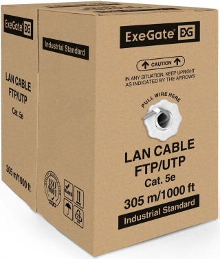 Кабель Exegate FUTP4-C5e-CU-S26-IN-PVC-GY-305 FTP