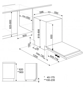 Посудомоечная машина встраив. Smeg STL362DQ