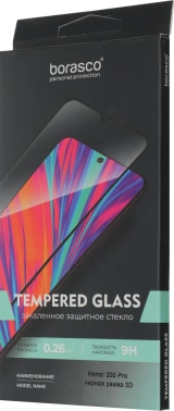 Защитное стекло для экрана BoraSCO прозрачный для Honor 200 Pro 3D антиблик. 1шт. (73662)