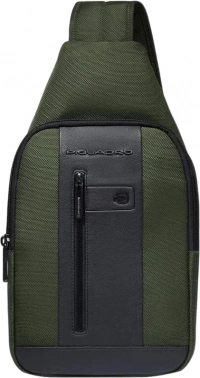 Рюкзак слинг мужской Piquadro CA4536BR2/VE2 хаки ткань/натур.кожа