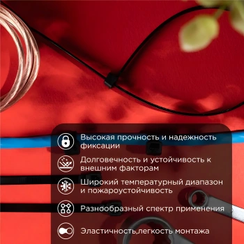 Стяжка пластиковая Rexant 07-1303 300x4.8мм (упак:100шт) нейлон внешний (-30/+80) черный