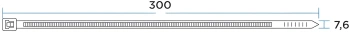 Стяжка пластиковая Rexant 07-0303 300x7.6мм (упак:100шт) нейлон внешний (-30/+80) черный