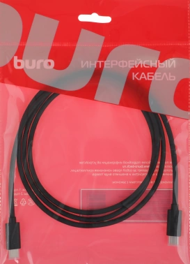 Кабель Buro BU-TYPE-C3.2-4KVID-1.5M USB Type-C (m)-USB Type-C (m) 1.5м черный