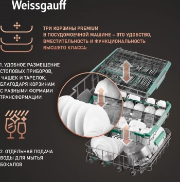 Посудомоечная машина встраив. Weissgauff BDW 6140 Real Touch DC Inverter Timer Floor