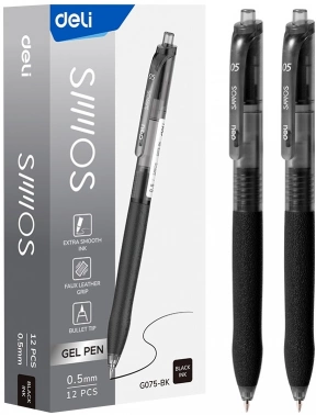 Ручка гелев. автоматическая Deli EG075-BK