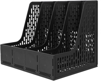 Лоток вертикальный Deli E9844 BLACK 4отд. сборный для бумаг 325x257x275мм черный пластик