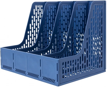 Лоток вертикальный Deli E9844 BLUE 4отд. сборный для бумаг 325x257x275мм синий пластик пластиковый пакет