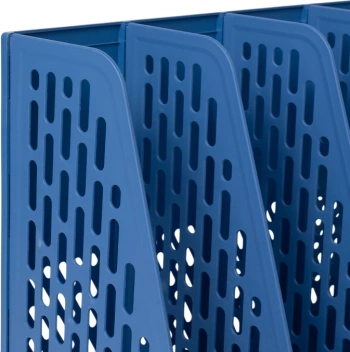 Лоток вертикальный Deli E9844 BLUE 4отд. сборный для бумаг 325x257x275мм синий пластик пластиковый пакет