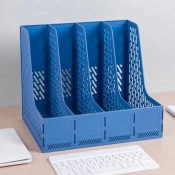 Лоток вертикальный Deli E9844 BLUE 4отд. сборный для бумаг 325x257x275мм синий пластик пластиковый пакет