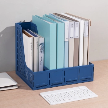 Лоток вертикальный Deli E9844 BLUE 4отд. сборный для бумаг 325x257x275мм синий пластик пластиковый пакет