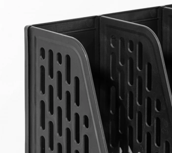 Лоток вертикальный Deli E9847 BLACK 3отд. сборный для бумаг 253x320x275мм черный пластик пластиковый пакет