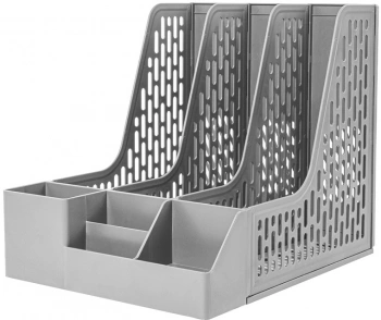 Лоток вертикальный Deli E9847 GREY 3отд. сборный для бумаг 253x320x275мм серый пластик пластиковый пакет