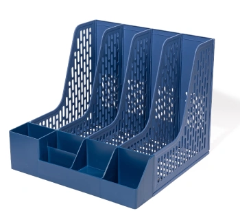 Лоток вертикальный Deli E9849 BLUE 4отд. сборный для бумаг 325x320x275мм синий пластик пластиковый пакет