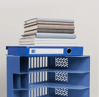 Лоток вертикальный Deli E9849 BLUE 4отд. сборный для бумаг 325x320x275мм синий пластик пластиковый пакет