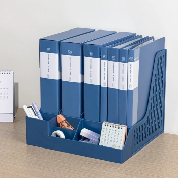 Лоток вертикальный Deli E9849 BLUE 4отд. сборный для бумаг 325x320x275мм синий пластик пластиковый пакет