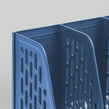 Лоток вертикальный Deli E9849 BLUE 4отд. сборный для бумаг 325x320x275мм синий пластик пластиковый пакет