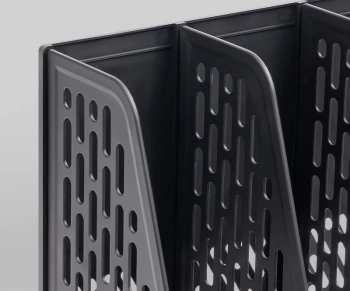 Лоток вертикальный Deli E9849 BLACK 4отд. сборный для бумаг 325x320x275мм черный пластик пластиковый пакет